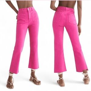 ZARA Pink Fuchsia ZW The Sailor Cropped Flare Jeans {US 6}